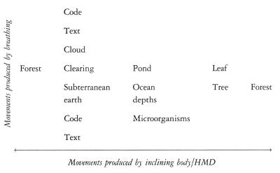 Ensemble arrangement of virtual spaces in Osmose, 1995